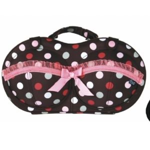 The Brag Company bra bag travel chocolate brown pink polka dots
